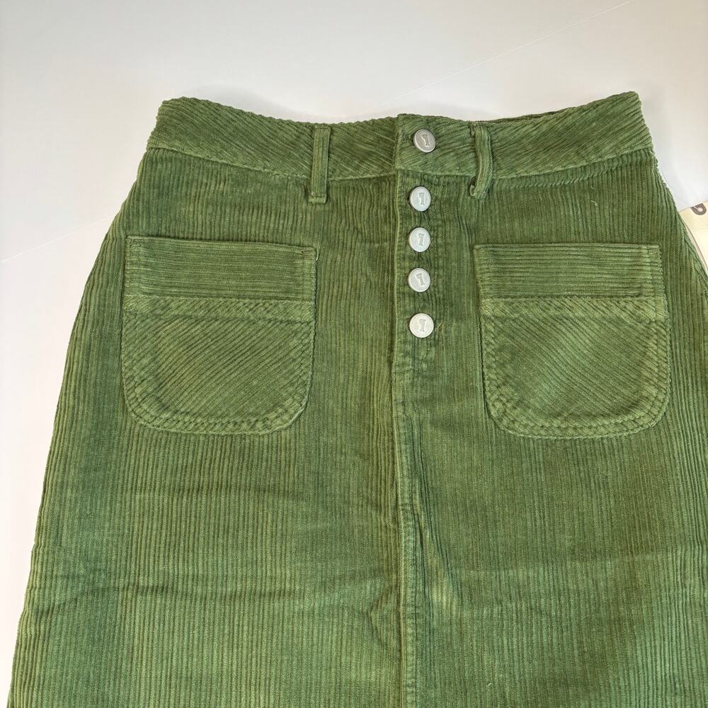 Anthropologie Pilcro Green Corduroy Button Front Pencil Midi Skirt NWT 2 - Picture 3 of 11